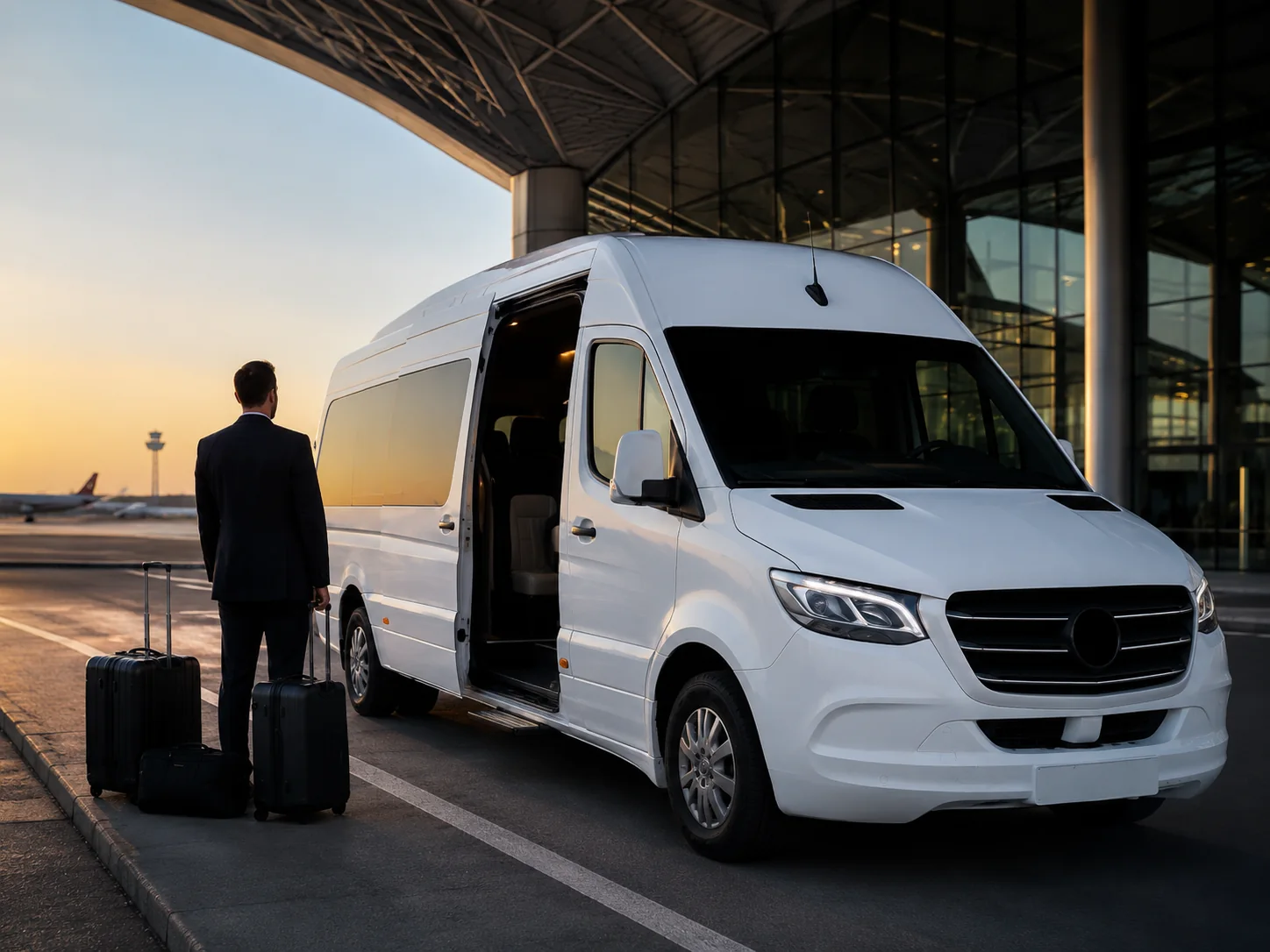 Havalimanı ulaşımı için terminal ve yolcu taşıma aracı